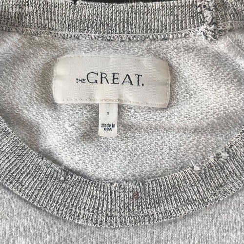 The Great Sweatshirt 1 S Gray White Bow Embroidered Terrycloth Pullover Soft - Picture 4 of 6