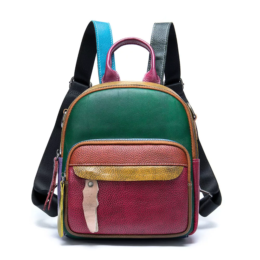 Backpack Rucksack Genuine Cowhide Leather Unisex School Bag 