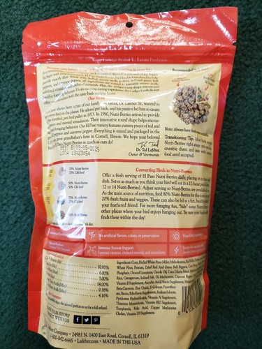 Lafeber El Paso Nutri-Berries Parrot - Bird Food - 12oz. - EXP. 8/25 - Picture 2 of 3