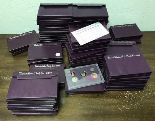 Lot of 93 - 1984-1993-S US Mint Clad Proof Sets - Purple Boxes