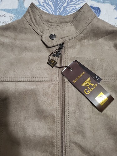 AG Milano Italian Made Suede Leather Jacket Light Brown M Men NWT - Picture 6 of 12