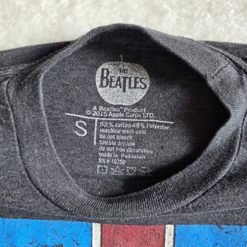 Camiseta Oficial The Beatles Vintage Logo Bandera Gris Jaspeado Talla Adulto Amall - Imagen 3 de 7