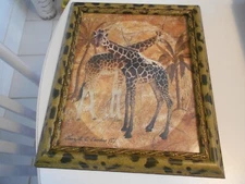 GIRAFFES PRINT FRAMED Jonnie K. C. Chardonn 10: X 12" UNDER GLASS