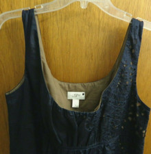 Ann Taylor Loft Navy Blue Eyelet Empire Waist Light Dress Women 8 M 36"ch  $79