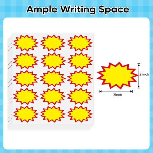 Garage Sale Stickers, Removable Adhesive Yards Price Sticker with Large Blank Wr - Picture 2 of 12
