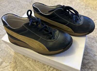 La Triboo Varese Shoe Navy Blue Leather Pelle Italian Sneaker Shoes Boys 32 1
