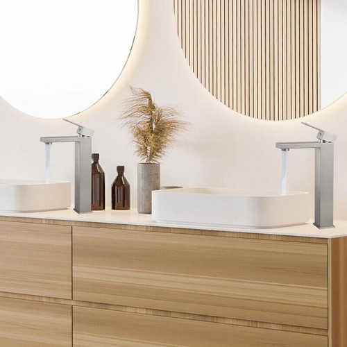 Basin Sink Mixer Tap Cloakroom Square Tall Waterfall Bathroom Tap Chrome Faucets - Picture 5 of 9