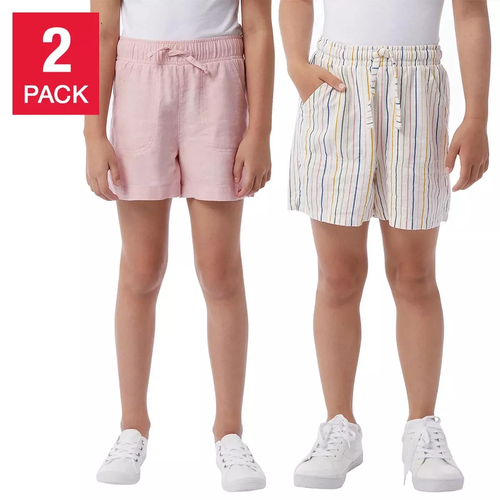 32 Degrees Youth 2-pack Linen Shorts Pink Girls Size Large (14/16)