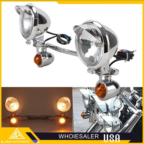 Motorcycle Passing Turn Signal Light Driving Fog Spot Light Bar For Harley Honda - Picture 3 of 19