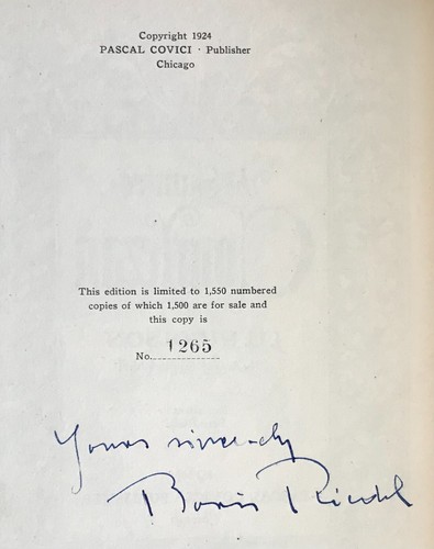 INSCRIBED/Ltd. Ed. Boris Riedel The Sainted Courtezan Pascal Covici 1924 - Imagen 2 de 12