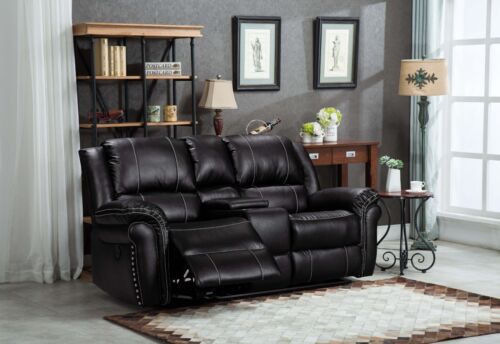 Modern Living Room 2 Pc Power Reclining Sofa Set with USB Ports, Black - Picture 2 of 6