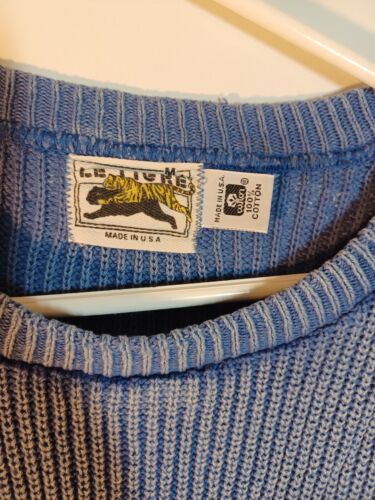 Le Tigre Sweater Blue White Texture Knit Long Sleeve Crew Neck Men's Size M - Picture 3 of 10