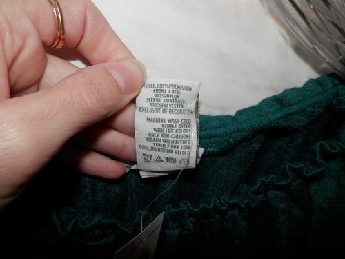 NEW American Rag Junior Small Teal Milkmaid Sheer Floral Embroid Sleeve Top 4765 - Picture 15 of 17