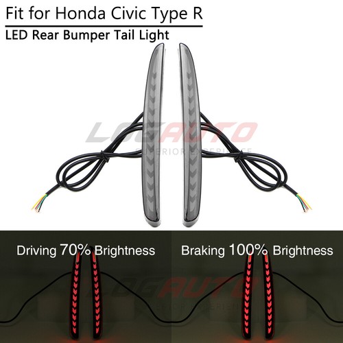 For Honda Civic Hatchback 16-21 LED Tail Light Rear Bumper Lamp Smoke Lens #LX - Picture 1 of 7