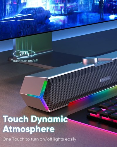 Touch Light USB C/USB Powered PC Speakers, Clear Sound for Desktop & Laptop - Picture 3 of 6