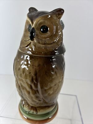 Owl Beer Stein | E&R Golden Crown | West Germany | 8'' x 3 5/8'' | Vintage | Used