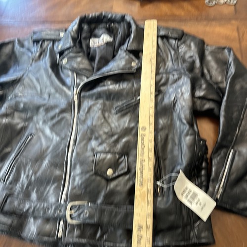 Hawg Hides Lederjacke Herren XXl schwarz durchgehender Reißverschluss Gürtel Motorradausrüstung Biker - Bild 5 von 11