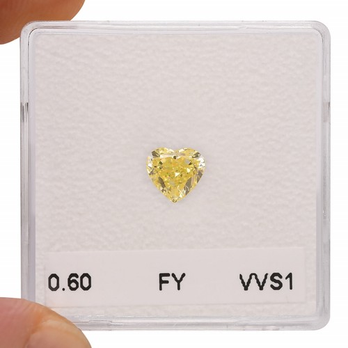 0.60 TCW Fancy Yellow Loose Diamond Heart Cut GIA Certificate Classic Gemstone - Picture 4 of 4