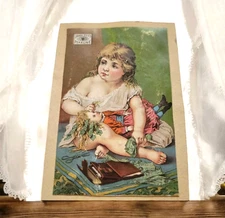 1800s Girl  Money James Pyle's Pearline Soap NY Handcrafted Back Ad Trade Card