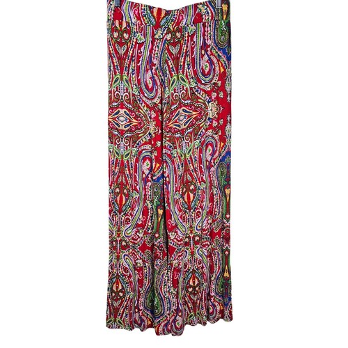 Lauren Ralph Lauren Red Paisley Palazzo Pants S Wide Leg Pull On Festival Boho - Picture 5 of 11