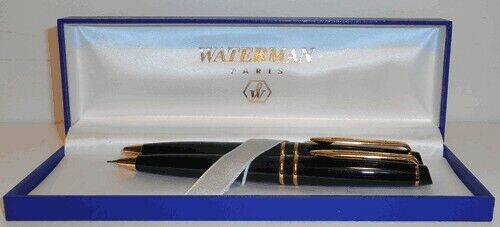 Waterman Pen and Pencil Set-Black w/Gold trim. Simply Beautiful Set! Never Used! - Afbeelding 1 van 4