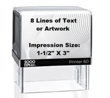 2000  COLOP Printer 60 - Self-Inking Stamp - 8 Lines of Text - Size 1-1/2" X 3"