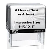 2000 + COLOP Printer 60 - Self-Inking Stamp - 8 Lines of Text - Size 1-1/2" X 3"