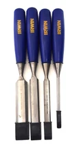 IRWIN Wood Chisel Set 4 Pieces 1/4" 1/2" 3/4" 1" Made In Sheffield England