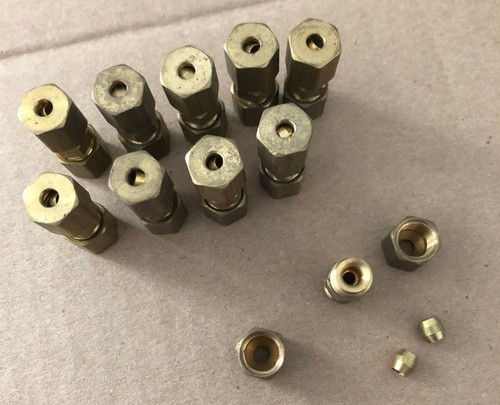 Lot of (10) PARKER Brass 62C-2 1/8" Tube/Tubing Union Compression Fittings NEW - Picture 3 of 4