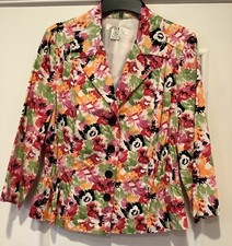Slb Petite Women's Size Xl Petite Cotton Jacket Multicolor Floral 3/4 Sleeves