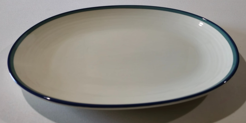 Pfaltzgraff Northwinds Large Oval Serving Platter 14" Blue Green Rim - Picture 3 of 6