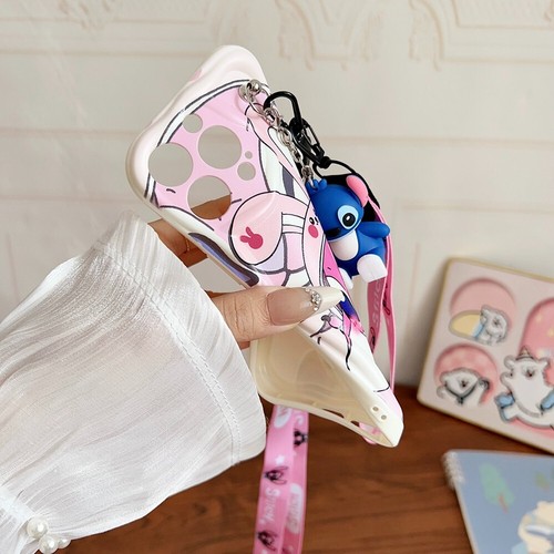 For iPhone Samsung Huawei Case Cute Cream Stitch Phone Cover Doll Stand 2 Straps - Picture 8 of 21
