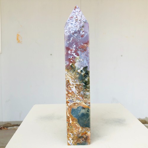 1261g Natural Ocean Jasper Quartz Crystal Obelisk Wand PointMineral HealingAH276 - Picture 7 of 20