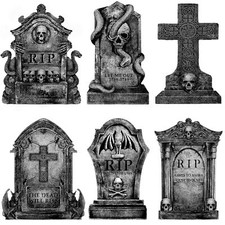 Halloween Decorations Outdoor Graveyard Tombstones 6ct Large Tombstones Hallo...