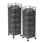 NNEAGS 2X 5 Tier Steel Square Rotating Kitchen Cart Multi-Functional Shelves Por