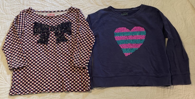 Lot of 2 Crewcuts Girls Collectible Tee Shirts Size 14 Sequence Heart Bow tie