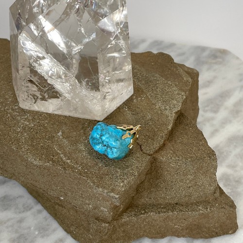 Pendant NATURAL TURQUOISE Necklace Nugget Chunk Pretty Color - Picture 4 of 14