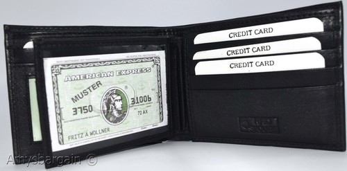 Hombre RFID Negro Cartera 2 en 1 Genune Cuero Proteger Identificaciones Tarjetas de Crédito en Caja. - Imagen 17 de 20