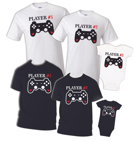 Player 1 Player 2 Matching Couple Shirts, Family Funny couple T-shirt Wedding - Picture 1 of 8