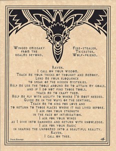 RAVEN-PRAYER-Shaman-Animal-Spirit-Poster-Art-8-1-2-X-11-NATIVE-AMER-Celtic-Wicca