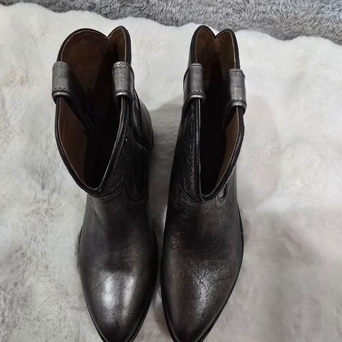 Frye Billy Botas Cortas de Cuero Occidental Botas para Mujer Talla 7.5 Plateado Peltre Nuevas - Imagen 9 de 10