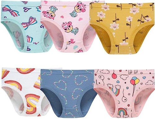6PC Little Girls' Soft Cotton Underwear Kids Cool Breathable Comfort Panty Brief - Picture 5 of 33