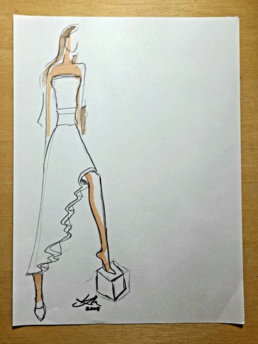 Original Dated Sketches 2005 Fashion Design Student - Summer Pastel collection - Picture 3 of 4