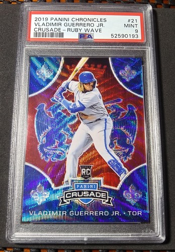 2019 Chronicles Rookie Crusade /199 Red Wave #21 Vladimir Guerrero Jr RC SP PSA9 - Foto 4 di 14