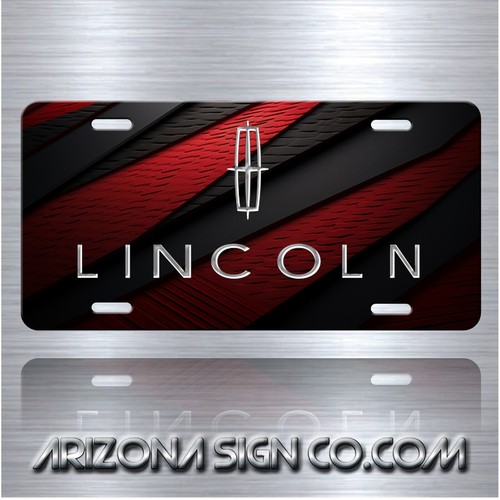 LINCOLN Inspired art on Glossy Red and Black Aluminum License Plate Tag New B - Bild 1 von 6