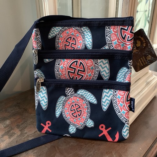 NWT NGil Navy Turtle Anchor Cross Body Purse Bag 8” By 10” Adjustable Strap - 第 1/4 張圖片