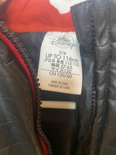 Disney Star Wars Black Kylo Ren Hooded Faux Leather Bomber Jacket Size 5/6 Kids - Picture 4 of 9