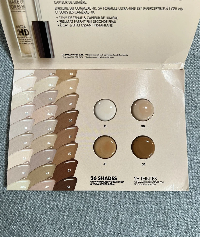 Make Up For Ever Ultra HD Light Capturing Self Setting Concealer Sample Card New - Image 2 of 4