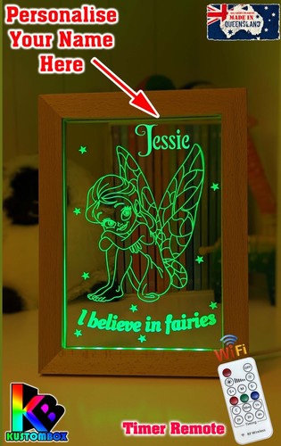 CUTE FAIRY I BELIEVE PERSONALISED 3D LED Night Light 7 Colour Change Kids Lamp - Picture 14 of 14