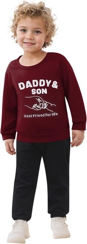 CARETOO Toddler Boys 2 Pieces Long Sleeve Sets Tops with Pants Outfits - Picture 3 of 16